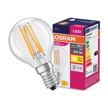 E14 P45 LED Lampen 4W = 40W 470lm 2700K Wärme 320° OSRAM Value Filament