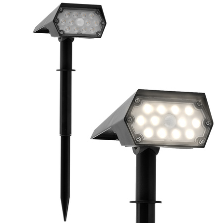 Garten LED SOLAR Strahler angetrieben 42 cm außen IP44 4000K Dämmerungssensor