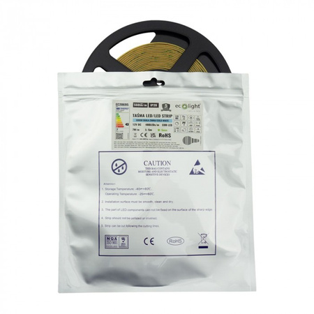 LED-Streifen COB 7W/m 560lm/m 480LED/m 12V 6000K Kalt IP20 Rolle 5m Ecolight