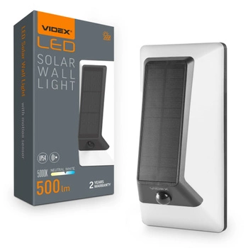 Flutlicht Solarlampe mit Sensor 500lm 5000K Neutral 120° 3.2V IP54 IK07 Aufputz Weiß VIDEX