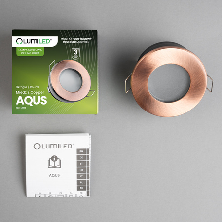 Einbaustrahler GU10, Einbauspot HALOGEN hermetisch für Badezimmer IP44 Kupfer AQUA LUMILED