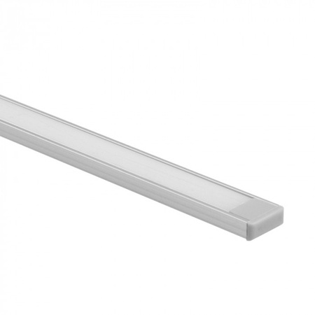 LED-Anbauprofil aus Aluminium eloxiert 1m mit milchigem Lampenschirm für LED-Streifen + Endkappen Ecolight N-Serie