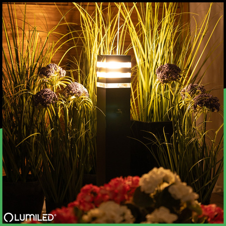 Gartenleuchte E27, Außenstehleuchte Pollerleuchte mit Bewegungsmelder 60cm TAXUS 2 LUMILED