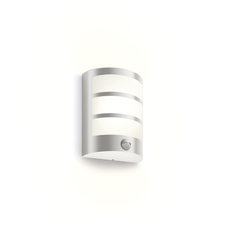 PYTHON 3.8W Bewegungsmelder LED Gartenlampe 2700K Warm IP44 Silber PHILIPS