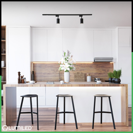 1m Stromschiene + 2x Schienenstrahler GU10 Schwarz-Gold SAGI LUMILED