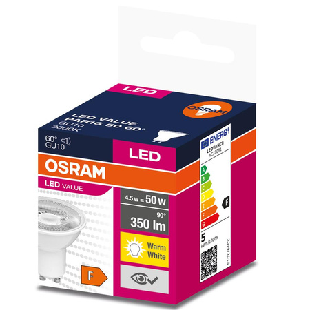 GU10 LED Leuchtmittel 4,5W = 50W 350lm 3000K Warm 60° OSRAM Value