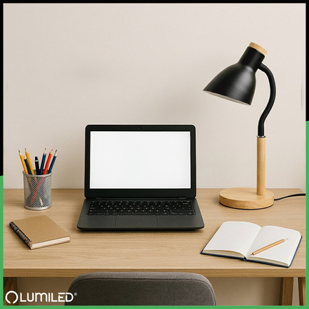 Schreibtischlampe Schule Zeichentisch Dekorativ E27 NIKO Schwarz Lumiled