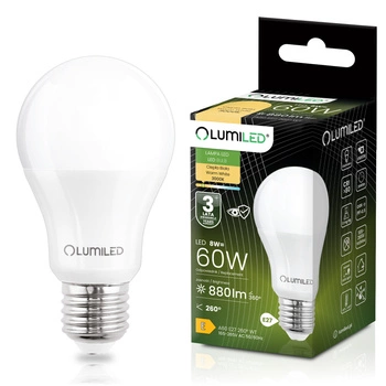 LED Lampen E27, Glühbirne A60 8W = 60W 806lm 260° 3000K warm LUMILED