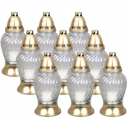 9xGlaskerze mit Einsatz 28h ganzjährig für Grab 24,5cm