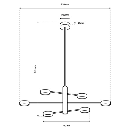 LED-Pendelleuchte 6x GX53 Wall Schwarz OVILO LUMILED
