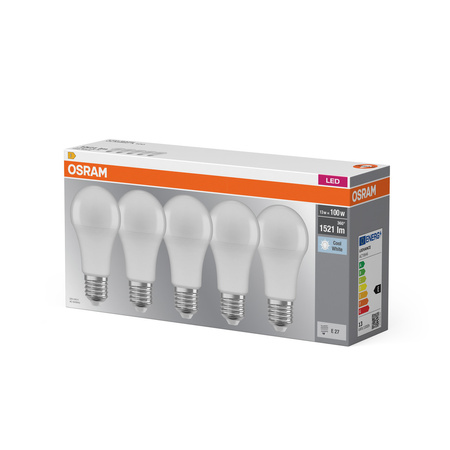 5x LED-Lampe A60 E27 13W = 100W 1521lm 4000K Neutral 180° BASE Osram