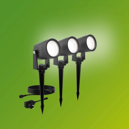 3x LED Reflektor Gartenlampe 1.5W 180lm 2700K Schwarz Reuel Ultra Effizient Philips