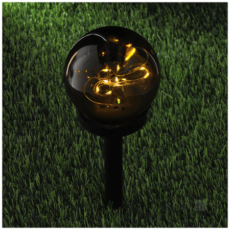 Solar Gartenmast im Freien stehend LED 3000K Warm IP44 Schwarz Kugel Kobi