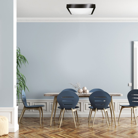 Plafond LED Deckenleuchte 30cm 2xE27 Schwarz Quadrat + 2x LED Lampen 10W 4000K