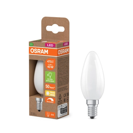 LED-Lampe B35 E14 Kerze 2.5W = 40W 470lm 2700K Warm 300° Dimmbar Osram