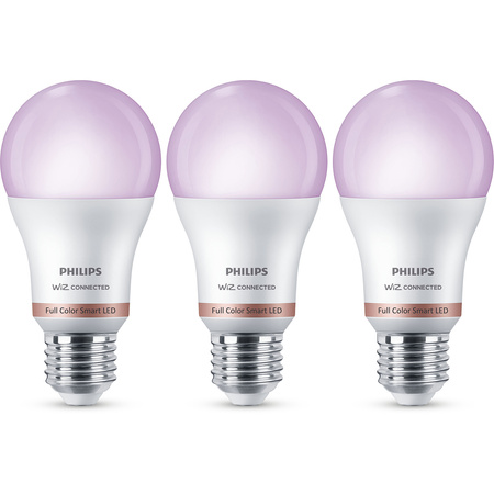 3x LED-Glühbirne E27 8.8W = 60W WHITE + RGB SMART WiFi Philips WiZ