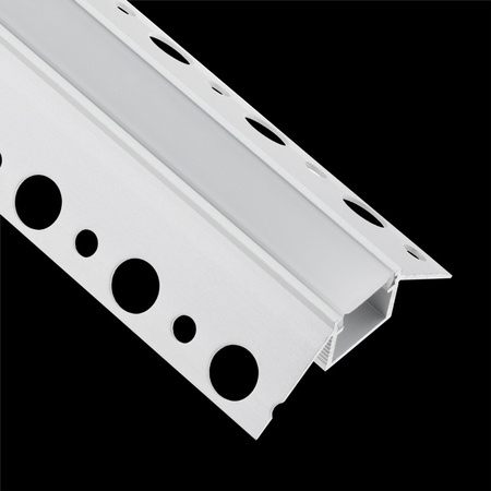 Eckprofil Architektonisches Aluminium LED-Profil typ Z für Gipskartonplatten mit Milchglasabdeckung, 2m LUMILED