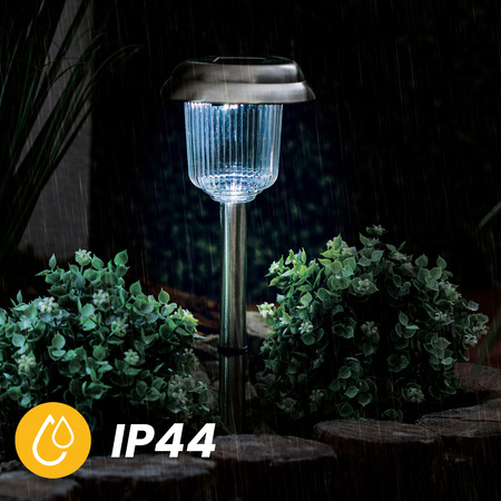 LED SOLAR Gartenlampe Chrom 6000K kaltweiß 41cm