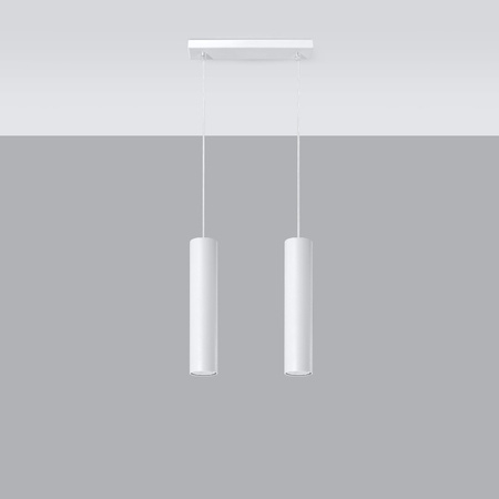 LAGOS 2 2xGU10 Minimalistische Weiße SOLLUX Pendel-Deckenleuchte