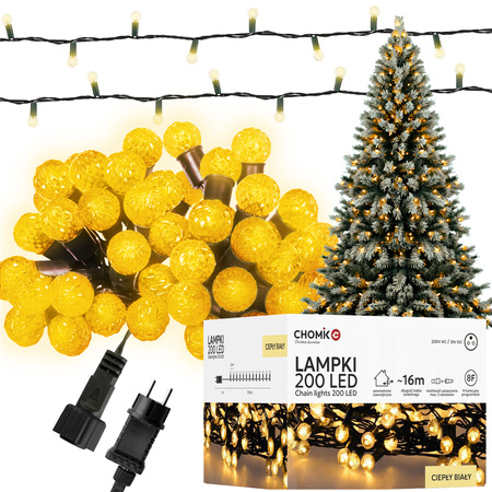 Weihnachtslichter, Christbaumbeleuchtung CHERRY BALL 200LED Warmweiß 3+16m