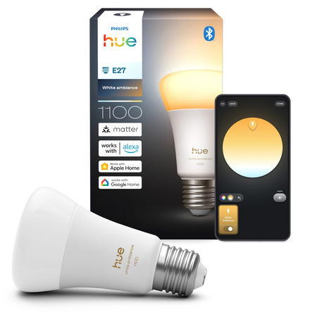 LED-Lampe E27 A60 8.1W = 75W 1100lm 1800-20000K CCT SMART Smart Bluetooth ZigBee Weißes Ambiente Philips HUE