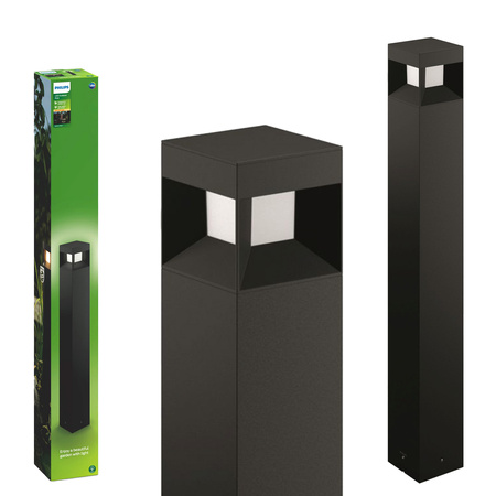 LED-Gartenleuchte für den Außenbereich PARTERRE myGarden 8W 2700K IP44 Mast 77cm Schwarz PHILIPS