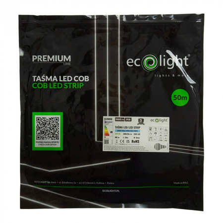 LED-Streifen COB 9W/m 990lm/m 480LED/m 24V 6000K Kalt IP20 Rolle 50m Ecolight