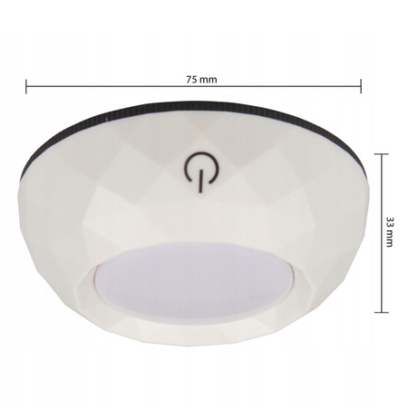 2x LED selbstklebende runde Unterschrankleuchte 4000K 3xAAA batteriebetrieben Weiß