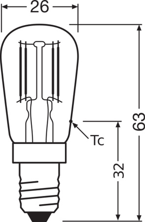 2x LED Glühbirne T26 Tubular E14 2.8W = 25W 250lm 2700K Warm 300° SPECIAL Osram