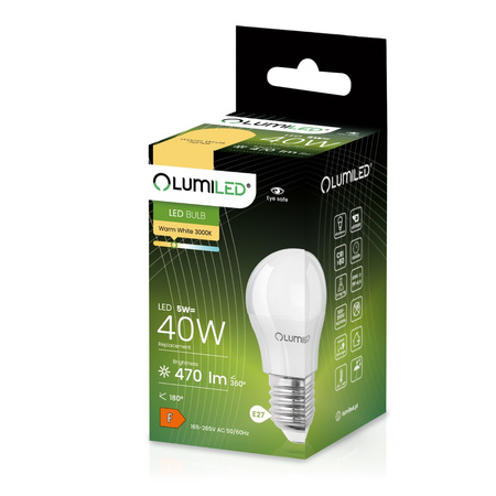LED Lampen E27, Glühbirne P45 5W = 40W 470lm 120° 3000K LUMILED