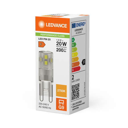 LED-Kapsel-Glühbirne G9 1.9W = 20W 200lm 2700K Warm 300° Ledvance