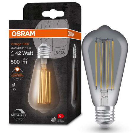 E27 ST64 LED Lampen 11W = 42W 500lm 1800K Warm 320° OSRAM Vintage 1906 Filament