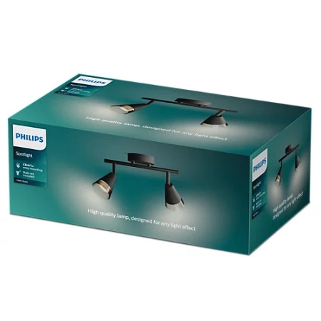 Reflektor-Deckenleuchte Aufbauleuchte 2x GU10 Schwarz Cleft Philips