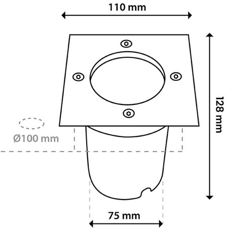 Boden-Einbauleuchte GU10, Bodenstrahler IP65 IK09 Quadratisch CATIO 2 LUMILED