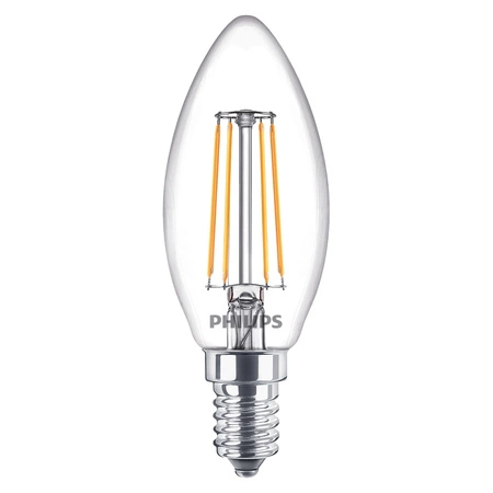 4x LED-Lampe E14 Kerze B35 4.3W = 40W 470lm 2700K Warm 300° FILAMENT Essential Philips