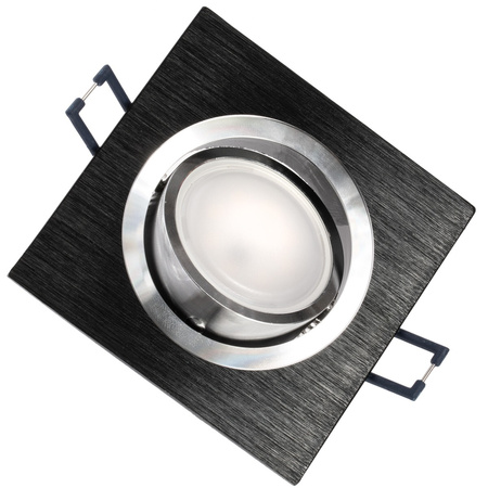 Einbaustrahler GU10, Einbauspot HALOGEN Quadrat beweglich gebürstet Schwarz LUMILED