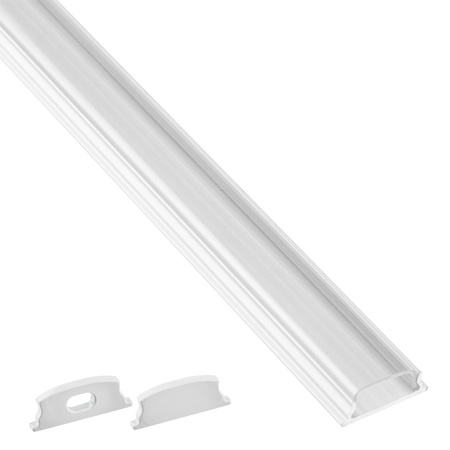 Aluminium LED-Profil KM34 mit Klarglasabdeckung und Endkappen, 1m Silber LUMILED