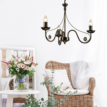 DONATO Hängelampe 3xE14 Kronleuchter Schwarz Klassisch LM-3.29 Lamkur