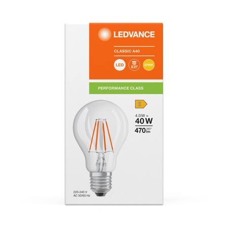 LED Lampen A60 E27 4W = 40W 470lm 2700K Warmweiß FILAMENT LEDVANCE