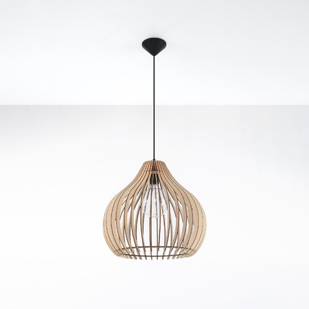 Abgehängte Deckenleuchte APRILLA E27 Skandinavischer Holzüberhang SOLLUX