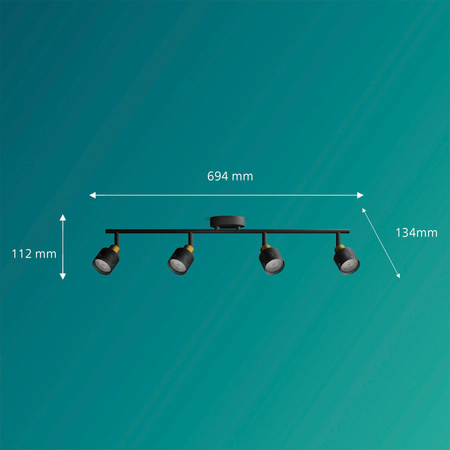 Reflektor-Deckenleuchte 4x GU10 Schwarz-Kupfer Niall Philips