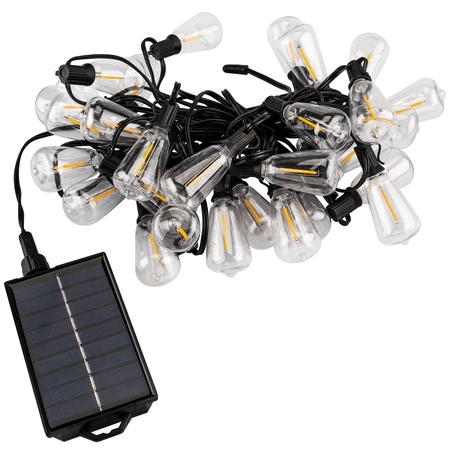 Solar Garten Girlande 30x LED Dekobirnen 9.8m 2700K Warm + PYRIS LUMILED Fernbedienung