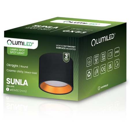 HALOGEN-Anbauleuchte SUNLA Tuba Gx53 LED Spot Wandleuchte Waltz Schwarz und Gold LUMILED