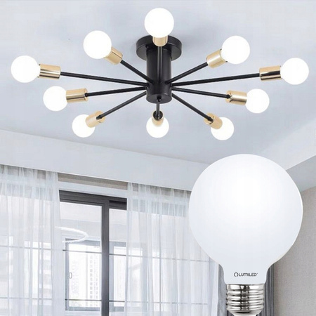 LED Lampen E27, Glühbirne G95 8W = 75W 3000K warm Globe Milch Glühfaden LUMILED