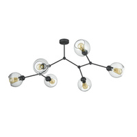 FAIRY Kronleuchter Schwarz Graphit Glas Loft Deckenleuchte 6xE27 2731 TK Lighting