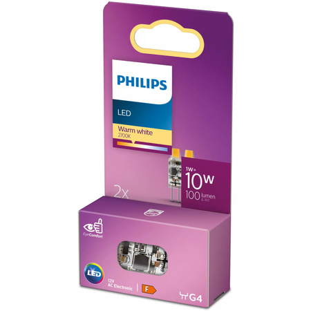 2x LED-Glühbirne G4 Capsule 1W = 10W 100lm 2700K Warm 12V Philips
