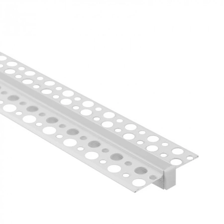 Aluminium LED-Profil für Gipskarton REGIPS Unterputz weiß 1m mit Milchglasschirm für LED-Streifen + Kappen Ecolight GPW Serie