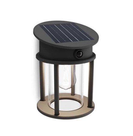 Gartenwandlampe Solar Outdoor Fassade LED 3.2W 470lm 4000K IP44 mit Bewegungs- und Dämmerungssensor Schwarz Geri Ultra Efficient Philips