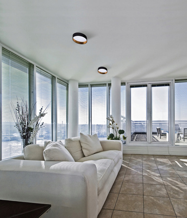 Aufbau LED Deckenleuchten Rifa 17,5W 3000K 40cm rund Schwarz und Gold KANLUX