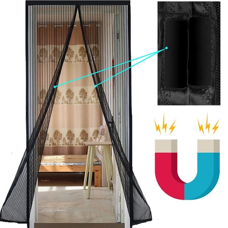 Magnetischer Türvorhang Moskitonetz 80/90/100 x 210/220cm schwarz